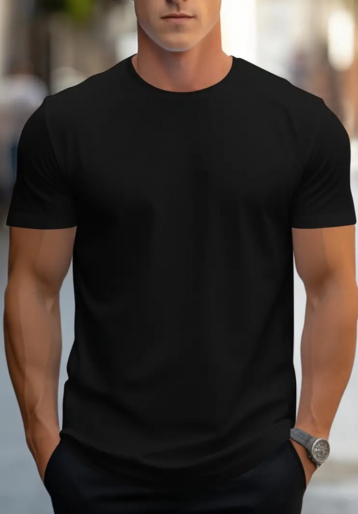 Erkek Kısa Kollu Tek Renk Basic Süprem T-shirt 