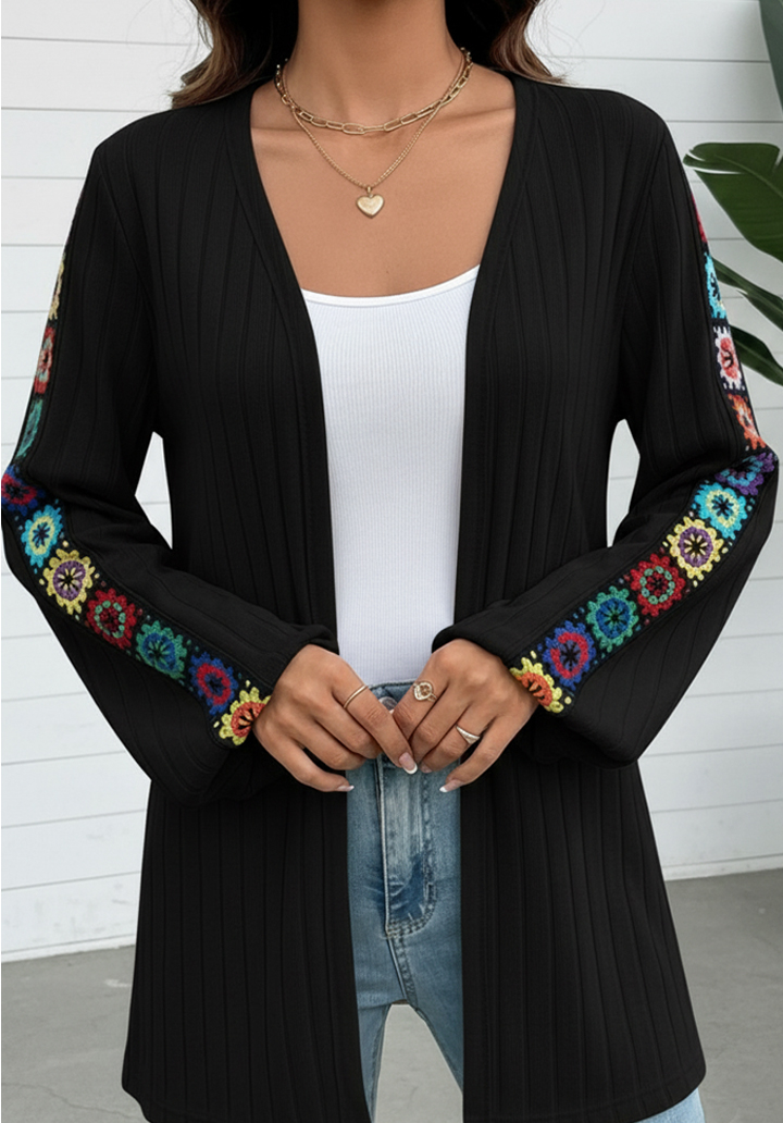 Uzun Kollu Önü Açık Şardonlu Kaşkorse Hırka