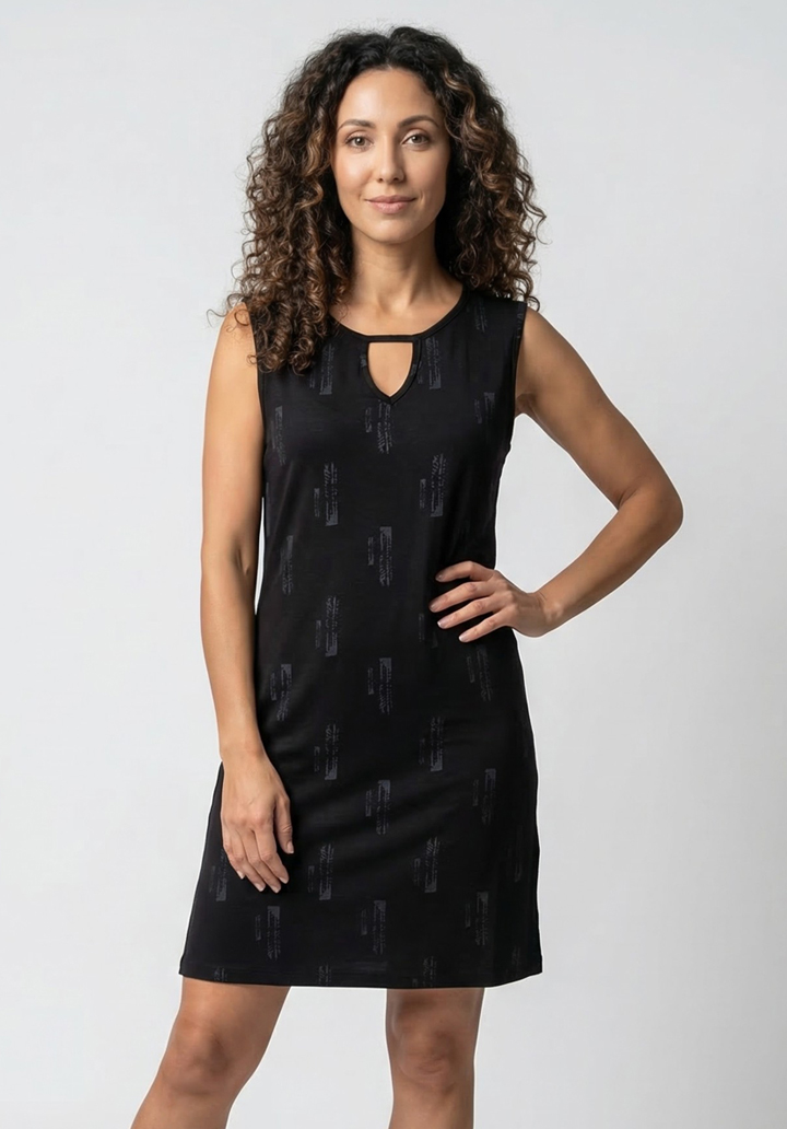 Kadın Viskon Damla Yaka Detaylı Kolsuz Rahat Kesim Günlük Elbise