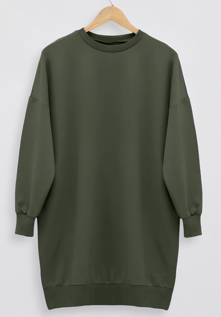 Bisiklet Yaka Basic Tunik - Haki - 1