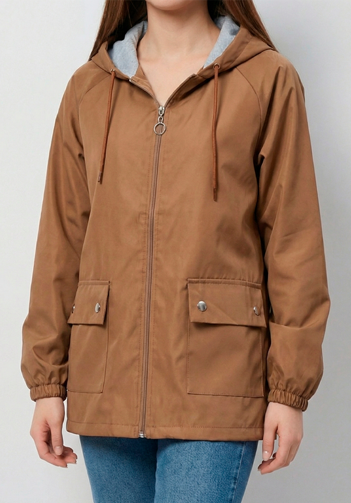 Kadın Kapüşonlu Su Geçirmez Bondit Kumaş Mevsimlik Yağmurluk ve Rüzgarlık