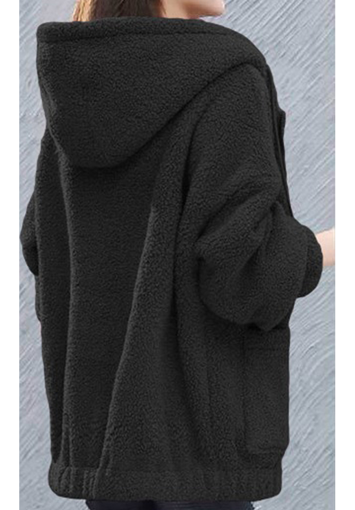 Çift Cep Detaylı Kapüşonlu Sweat - Siyah - 2