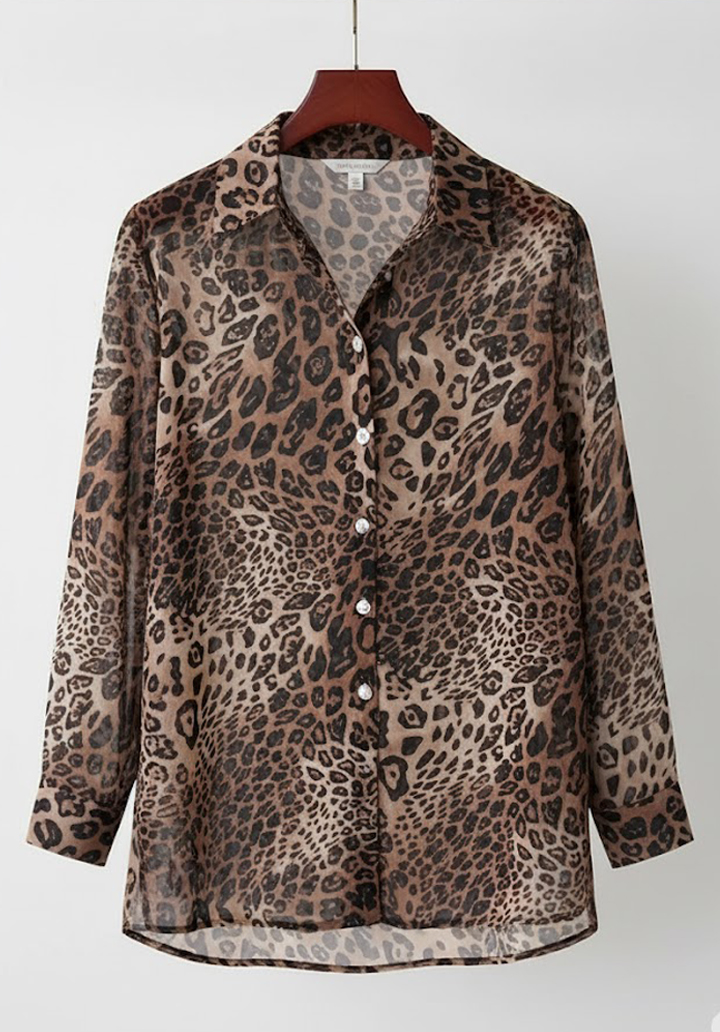 Kadın Uzun Kollu Yakalı Önden Düğmeli Şifon Gömlek  - 2