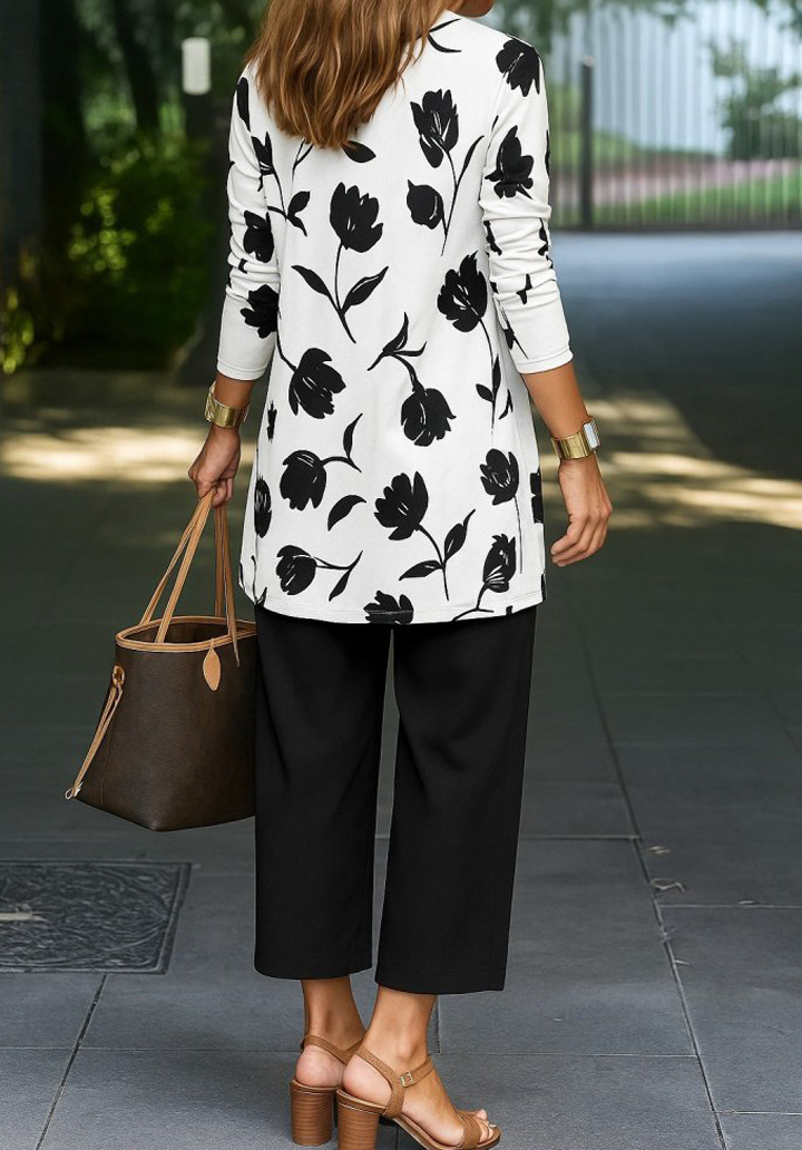 Kadın Uzun Kollu Önü Açık Modal Ceket Kolsuz Viskon İki İplik Bluz ve Pantolon Üçlü Takım  - 2