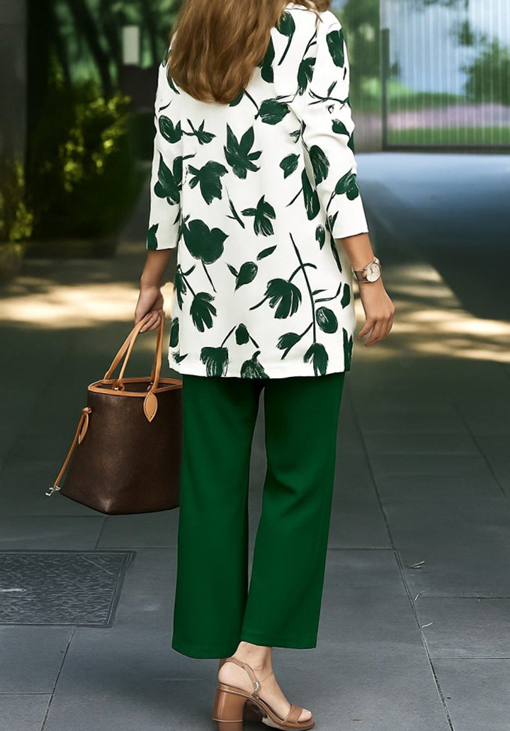 Kadın Uzun Kollu Önü Açık Modal Ceket Kolsuz Viskon İki İplik Bluz ve Pantolon Üçlü Takım - 2