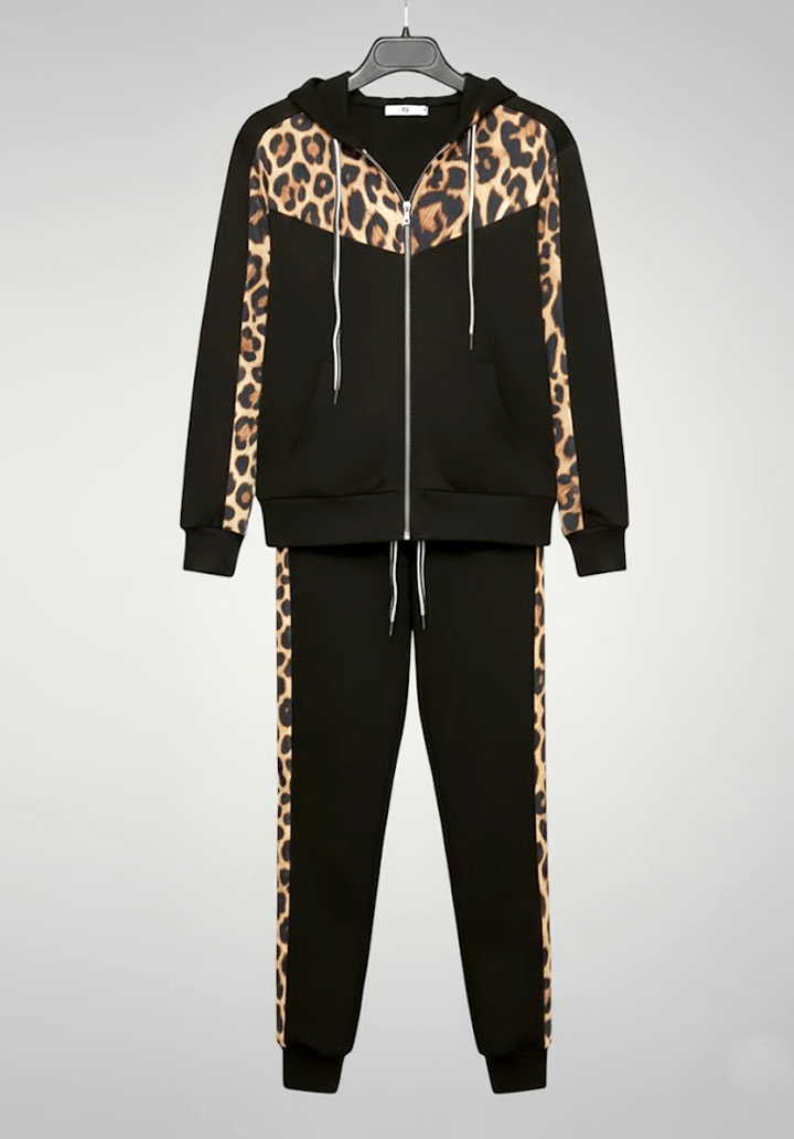 Kadın Uzun Kollu Önden Fermuarlı Bağcıklı Viskon İki İplik Bluz ve Pantolon İkili Takım  - 2