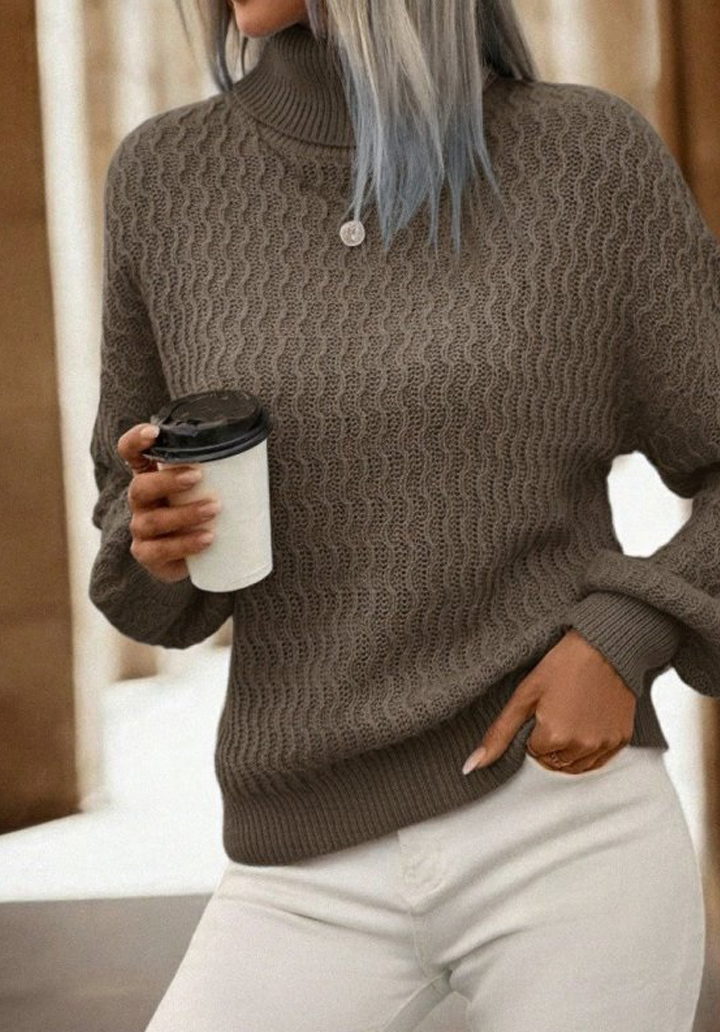 Kadın Uzun Kollu Balıkçı Yaka Triko Bluz  - 2