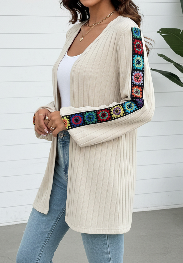 Uzun Kollu Önü Açık Şardonlu Kaşkorse Hırka - 2