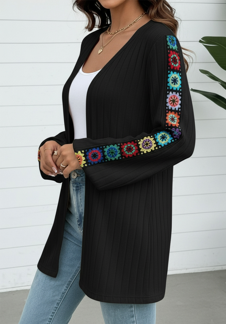 Uzun Kollu Önü Açık Şardonlu Kaşkorse Hırka - 2