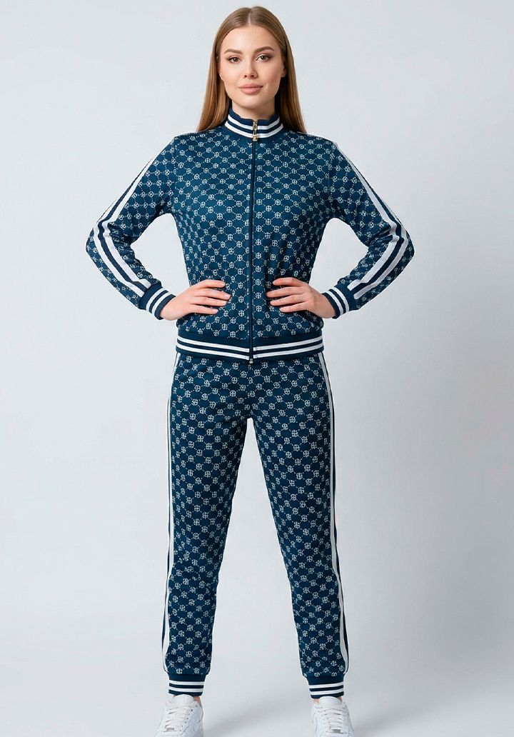 Kadın Fermuarlı Şerit Detaylı İki İplik Mevsimlik Spor Takım - 2