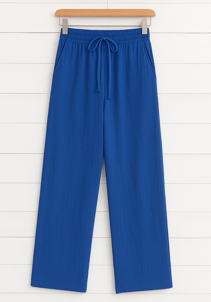Kadın Beli Lastikli Keten Pantolon  - 2