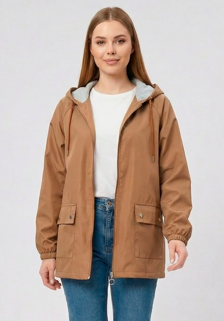 Kadın Kapüşonlu Su Geçirmez Bondit Kumaş Mevsimlik Yağmurluk ve Rüzgarlık - 2