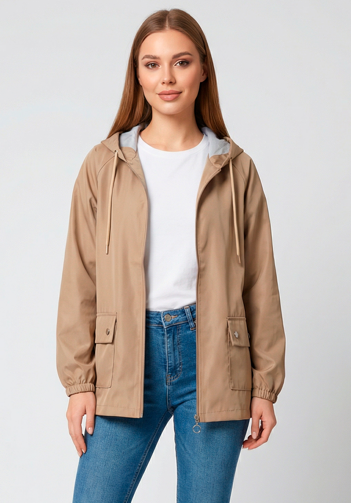 Kadın Kapüşonlu Su Geçirmez Bondit Kumaş Mevsimlik Yağmurluk ve Rüzgarlık - 2