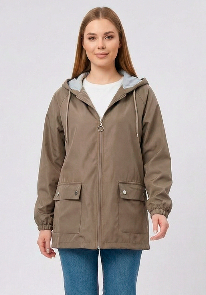 Kadın Kapüşonlu Su Geçirmez Bondit Kumaş Mevsimlik Yağmurluk ve Rüzgarlık - 2