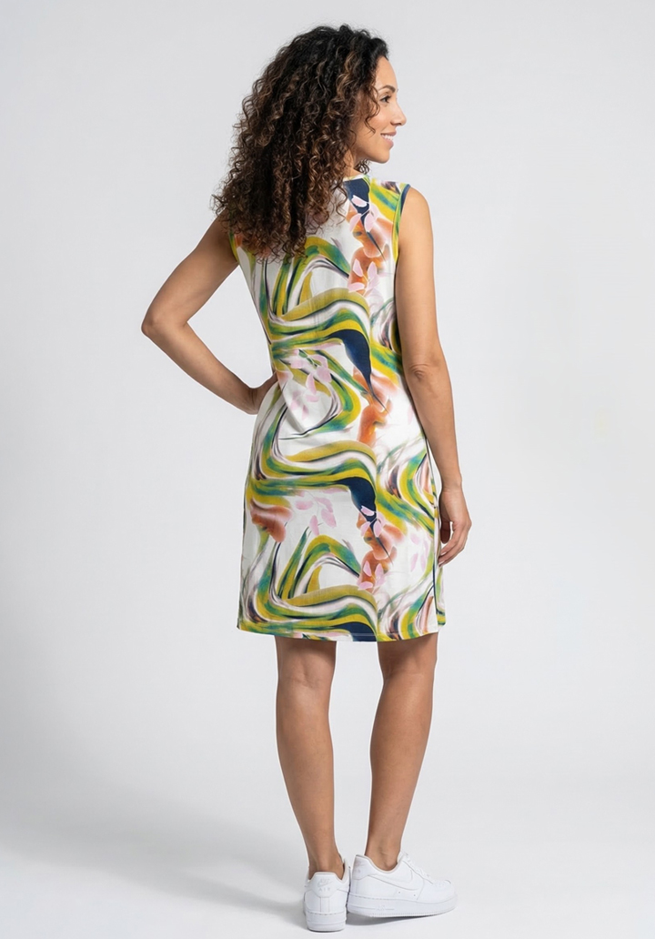 Kadın Viskon Damla Yaka Detaylı Kolsuz Rahat Kesim Günlük Elbise - 2