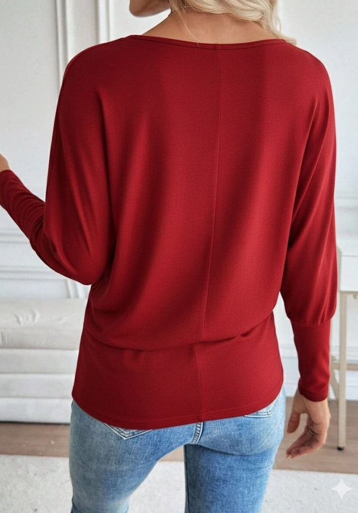Kadın Uzun Kollu Yuvarlak Yaka İncili Viskon Bluz  - 3