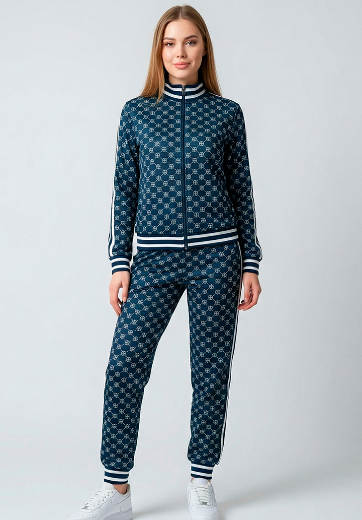 Kadın Fermuarlı Şerit Detaylı İki İplik Mevsimlik Spor Takım - 3