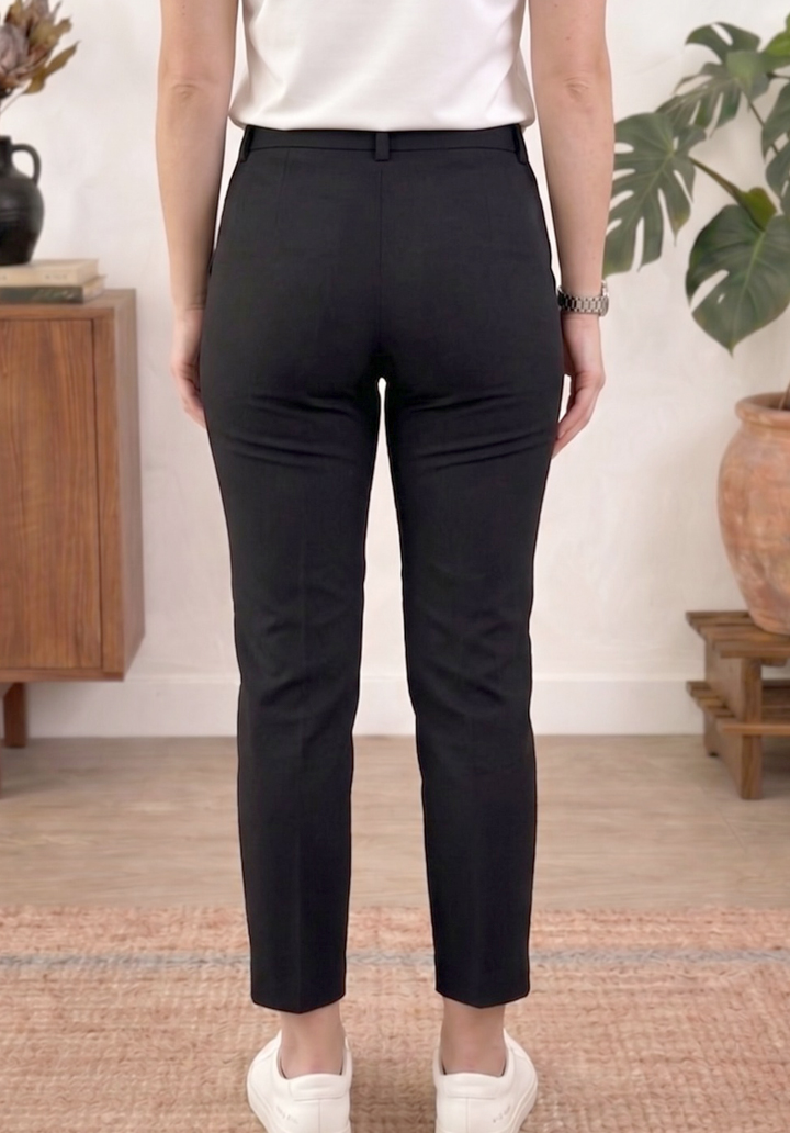 Kadın Klasik Yüksek Bel Boru Paça Likralı Krep Kumaş Pantolon - 3