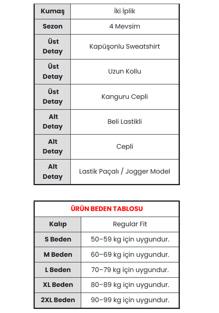 Kadın Haki Kapşonlu Kanguru Cep İki İplik Eşofman Takımı  - Saks - 3