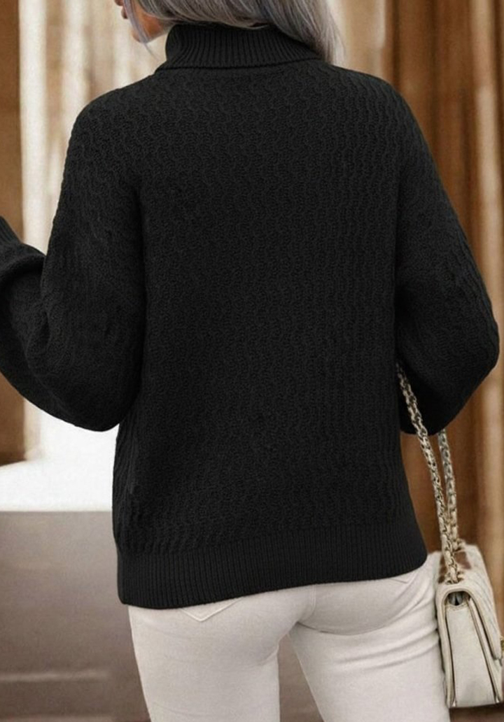 Kadın Uzun Kollu Balıkçı Yaka Triko Bluz  - 4