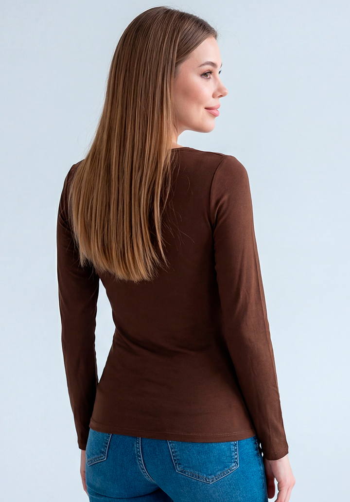 Uzun Kollu Asimetrik Yaka Halka Detaylı Bluz - 4