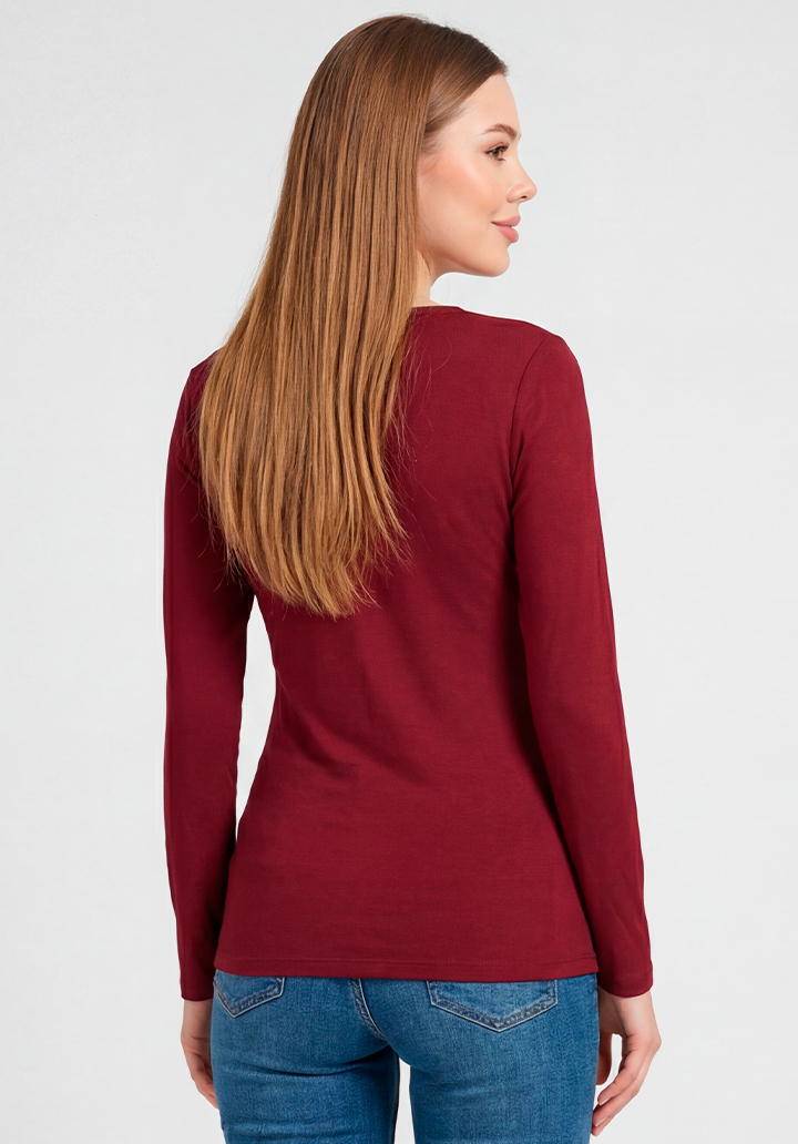 Uzun Kollu Asimetrik Yaka Halka Detaylı Bluz - 4