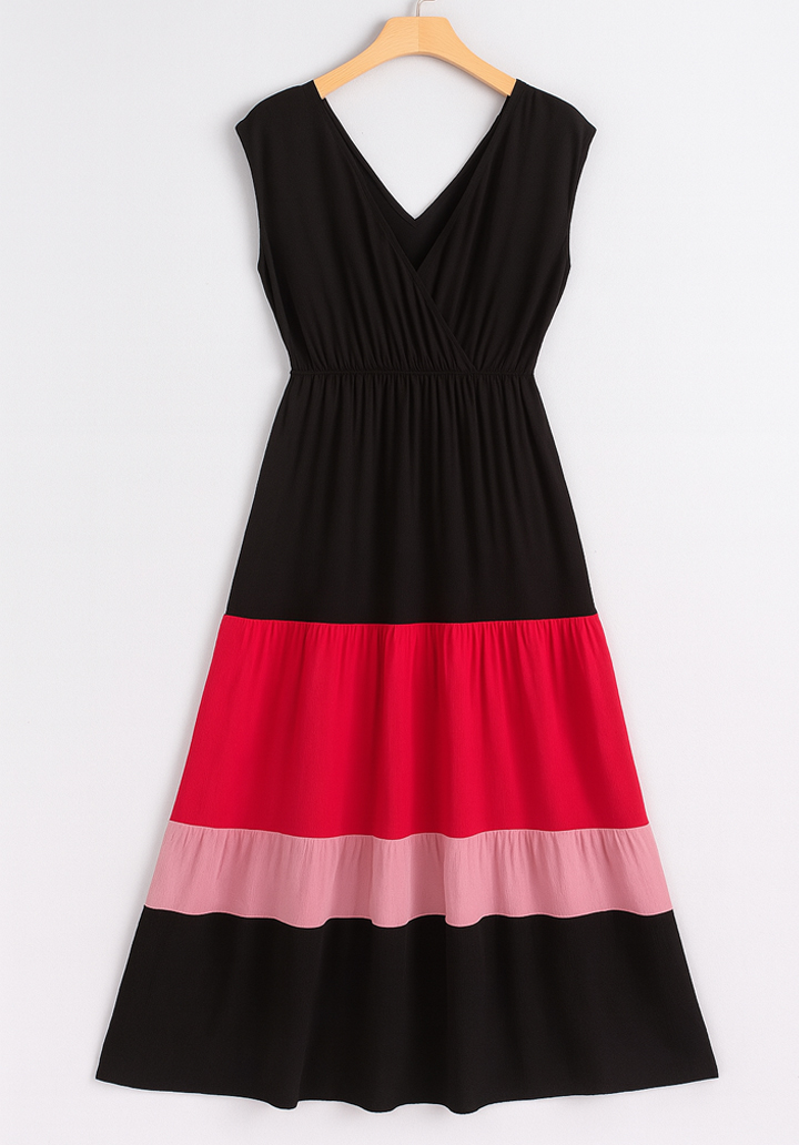 Kadın Kısa Kollu Kruvaze Yakalı Çok Renkli Aerobin Elbise  - 4