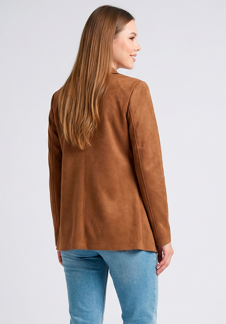 Kadın Uzun Kollu Önü Açık Yakalı Süet Ceket - 4