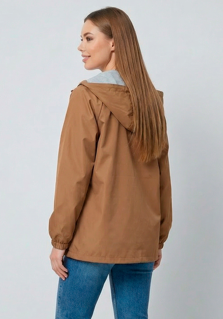 Kadın Kapüşonlu Su Geçirmez Bondit Kumaş Mevsimlik Yağmurluk ve Rüzgarlık - 4