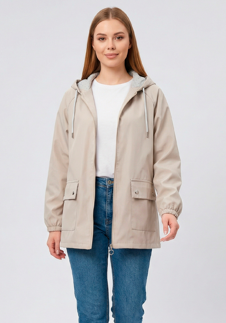 Kadın Kapüşonlu Su Geçirmez Bondit Kumaş Mevsimlik Yağmurluk ve Rüzgarlık - 4