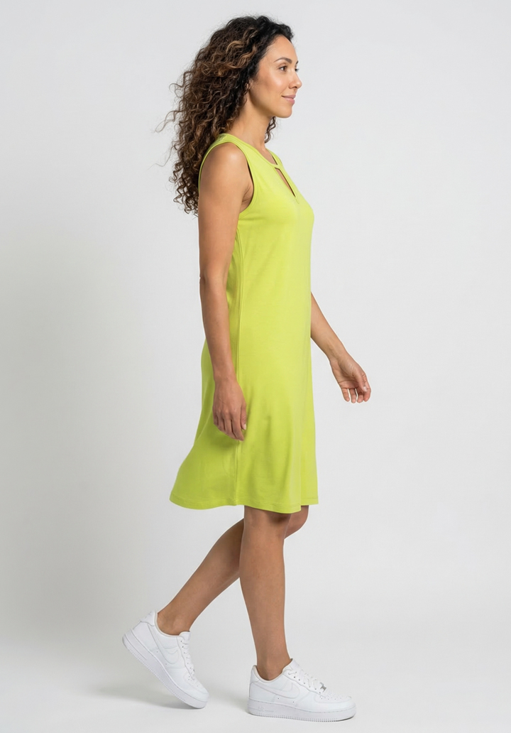 Kadın Viskon Damla Yaka Detaylı Kolsuz Rahat Kesim Günlük Elbise - 4