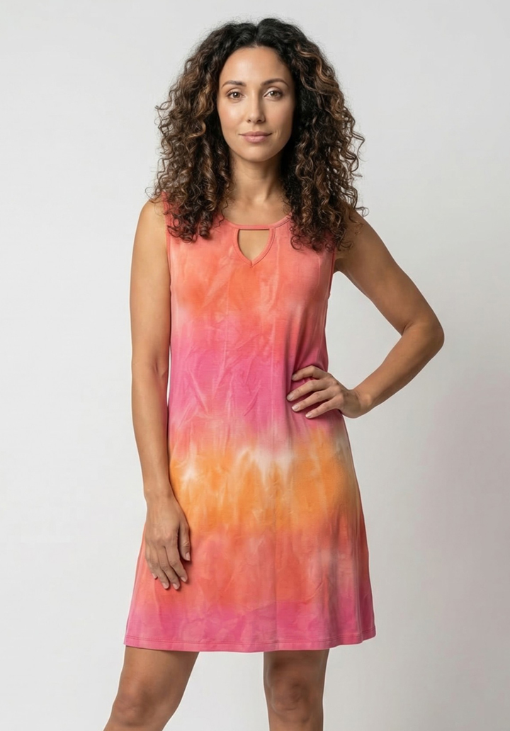 Kadın Viskon Damla Yaka Detaylı Kolsuz Rahat Kesim Günlük Elbise - 4