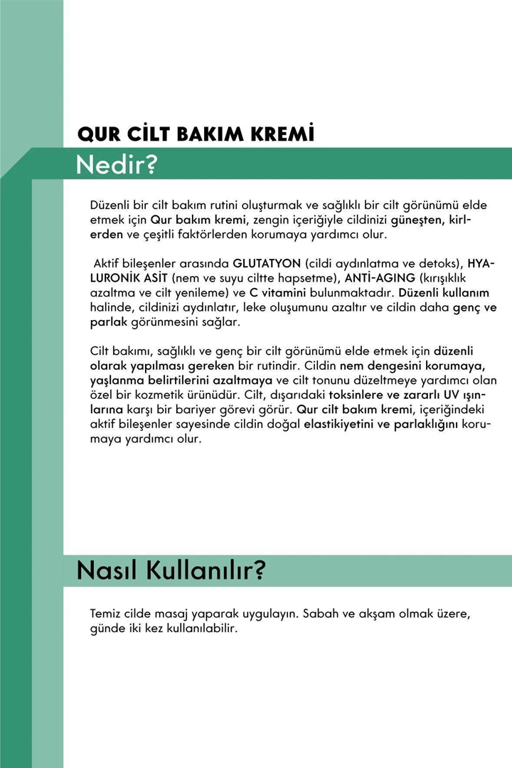 QUR Detoks Etkili Cilt Yenileyici Aydınlatıcı Leke Karşıtı C Vitaminli Cilt Bakım Kremi - 5