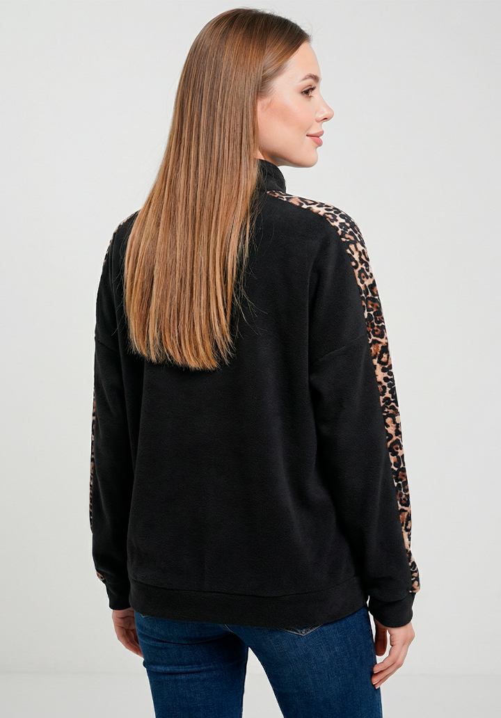 Kadın Uzun Kollu Balıkçı Yaka önden Fermuarlı Polar Bluz - 5