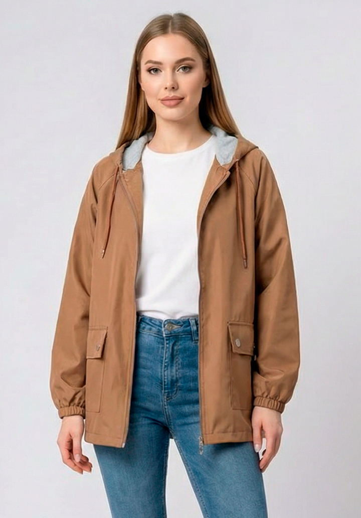 Kadın Kapüşonlu Su Geçirmez Bondit Kumaş Mevsimlik Yağmurluk ve Rüzgarlık - 5