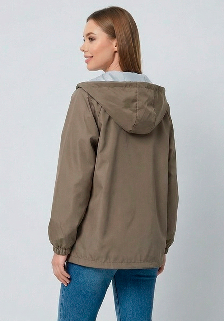 Kadın Kapüşonlu Su Geçirmez Bondit Kumaş Mevsimlik Yağmurluk ve Rüzgarlık - 5