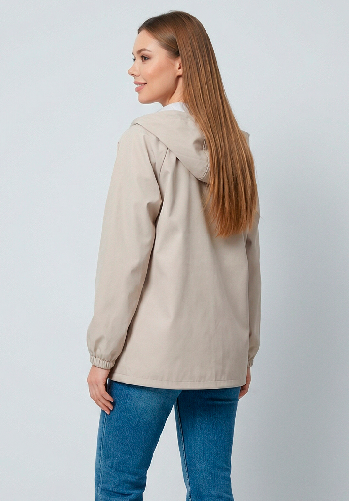 Kadın Kapüşonlu Su Geçirmez Bondit Kumaş Mevsimlik Yağmurluk ve Rüzgarlık - 5