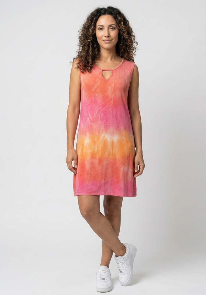 Kadın Viskon Damla Yaka Detaylı Kolsuz Rahat Kesim Günlük Elbise - 5